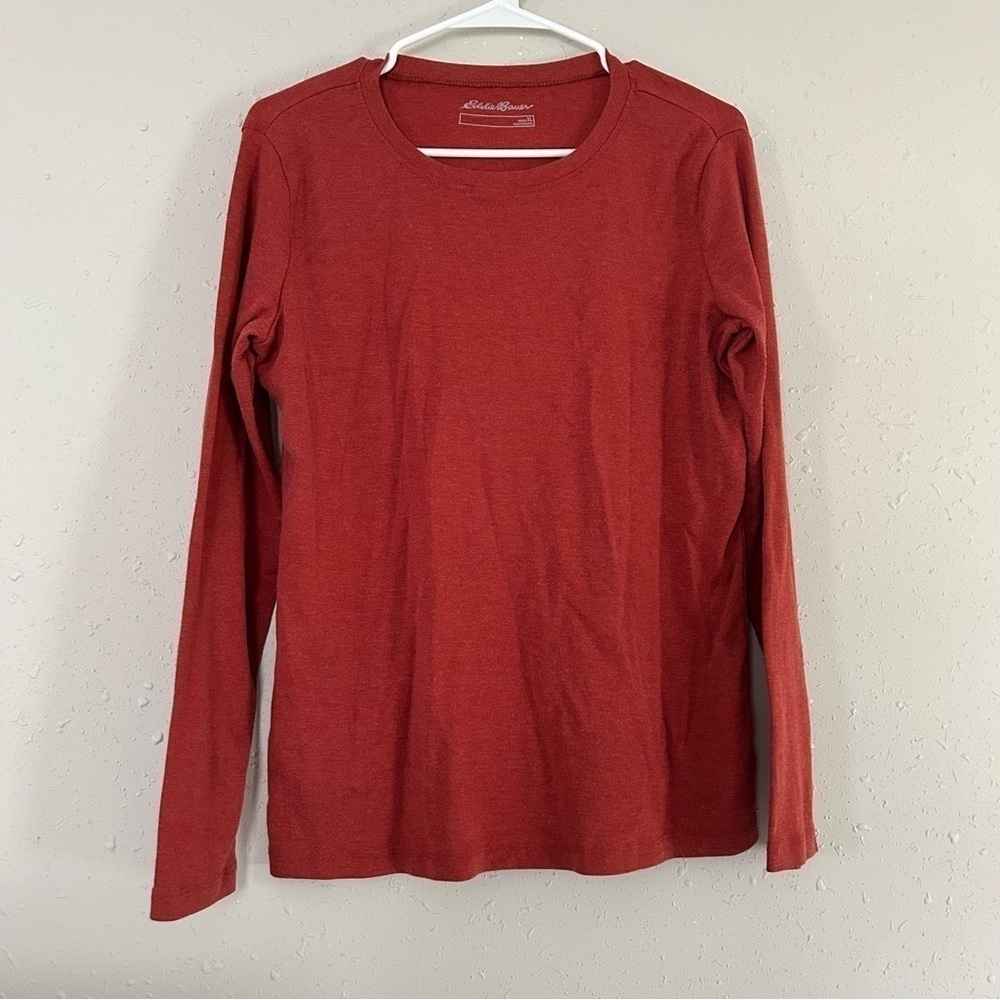 Eddie Bauer Burnt Orange Long Sleeve T-Shirt Tee Casual Comfy XL